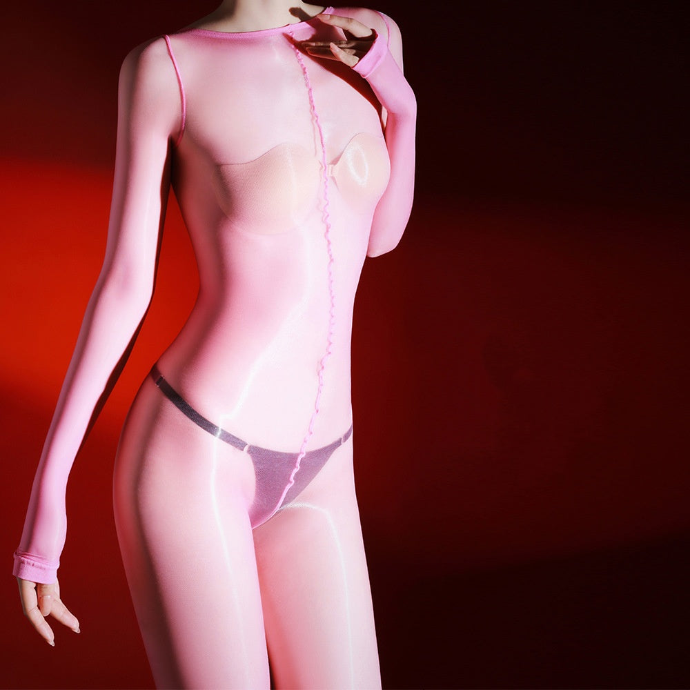 Full Body Shiny Oil Sheer Mesh Bodystocking
