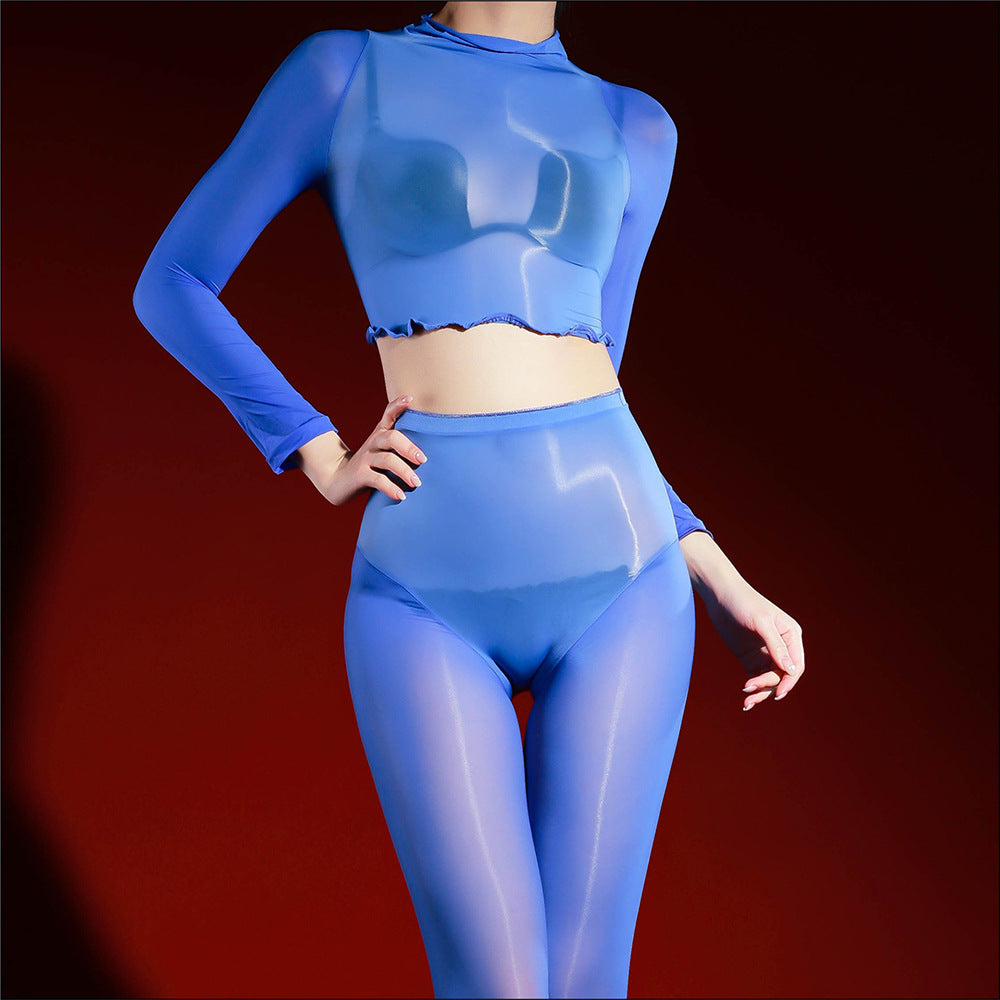 Ultra Sheer Shiny Mesh Lingerie Set