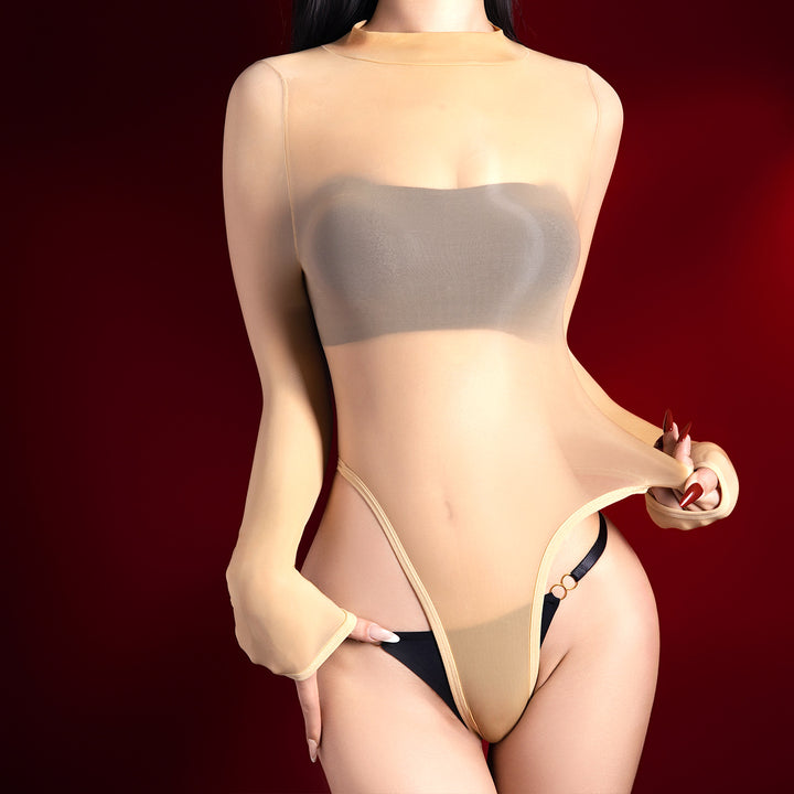 Sheer Mesh Long-Sleeve Bodysuit