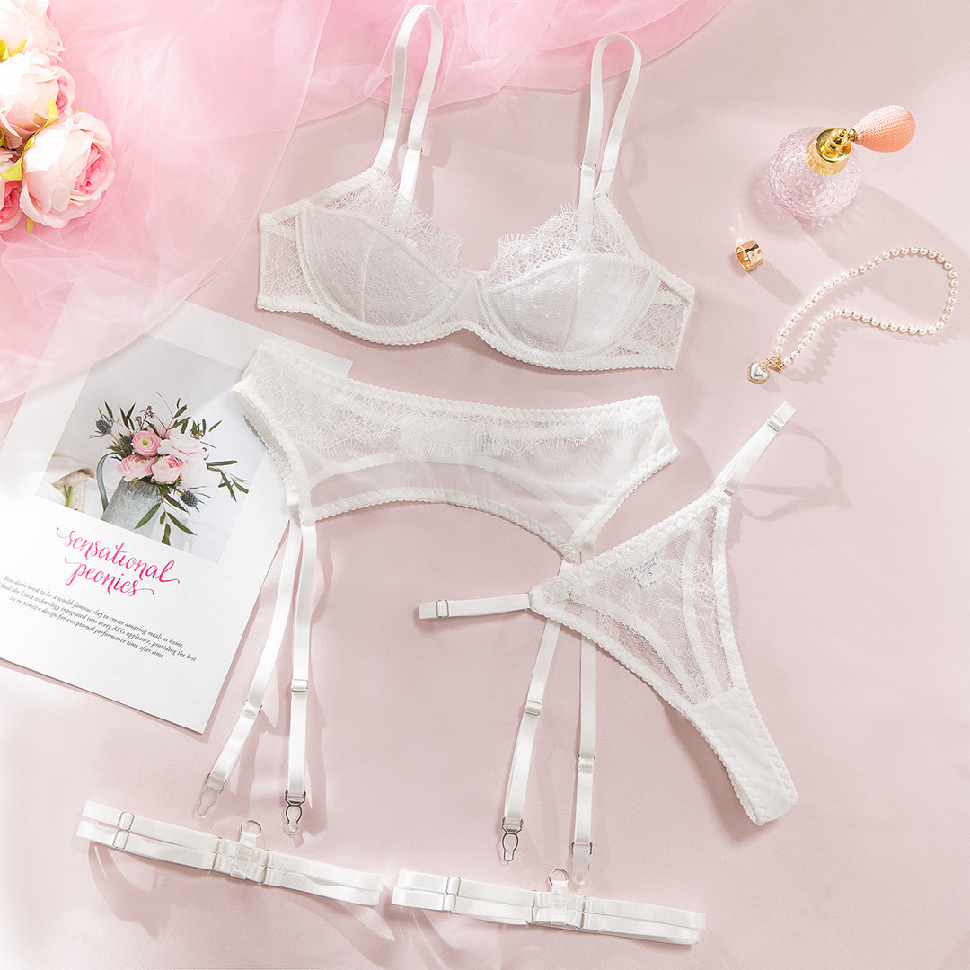 Temptation Unleashed Sheer Garter Lingerie Set